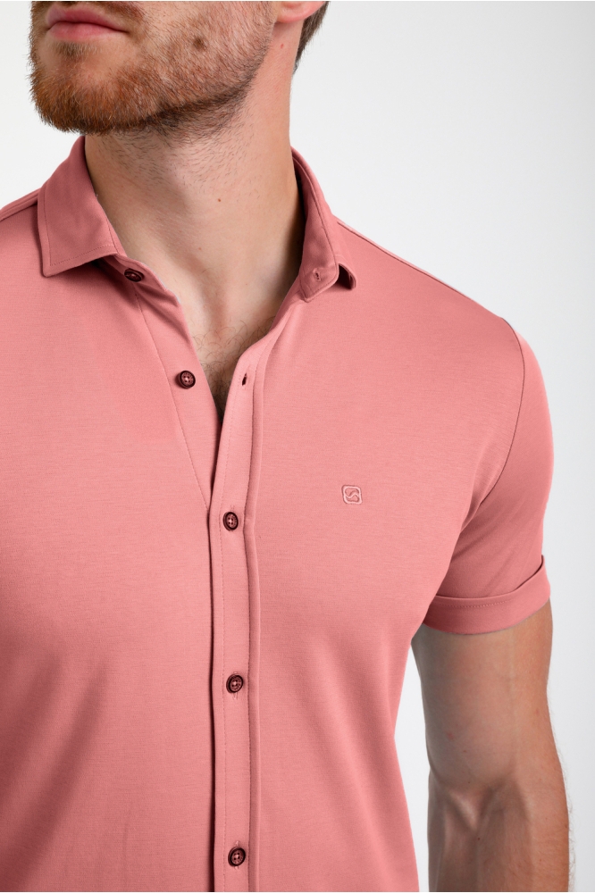 JERSEY KORTE MOUWEN OVERHEMD 335934 SUNSET RED